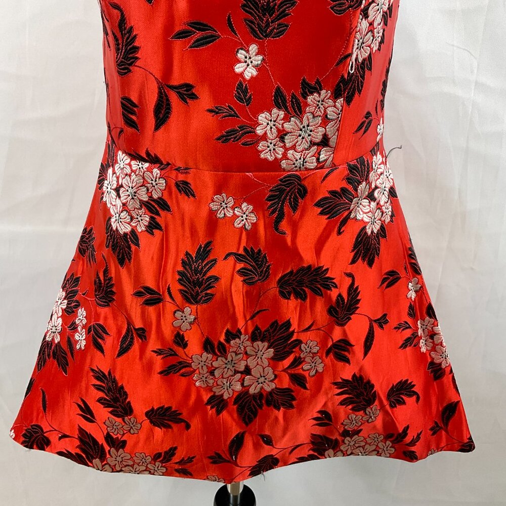Alice + Olivia Strapless Bridget Mini Dress 8 Red Black White Floral Embroidere - Picture 4 of 13